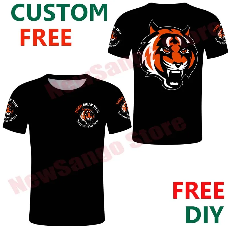 Tiger Muay Thai Mma Muay Thai boxe T Shirt Series colore bianco nero personalizza la tua maglietta nome personale su Tee