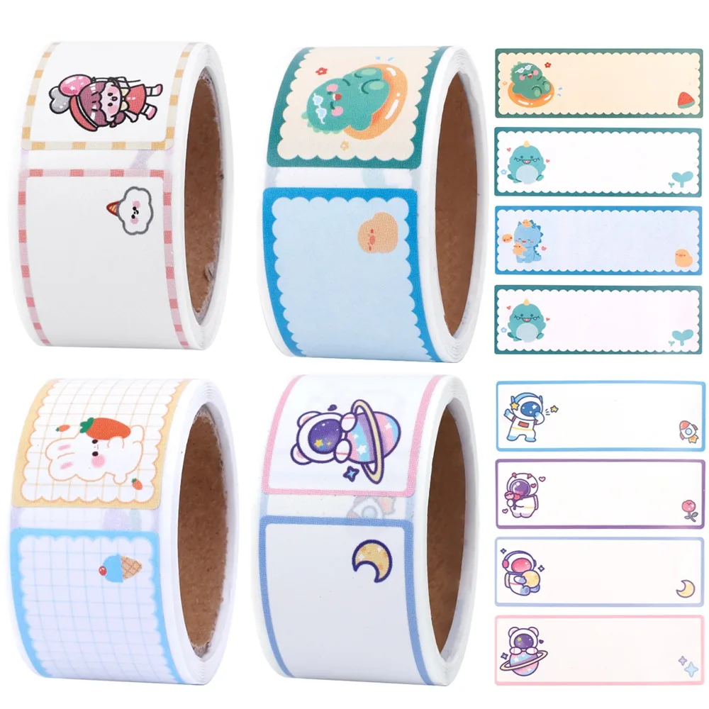 60pcs/roll Cartoon Name Stickers DIY Self-adhesive Handwritten Labels Cute Kindergarten Pupils Book Blank Envelope Seal Sticker