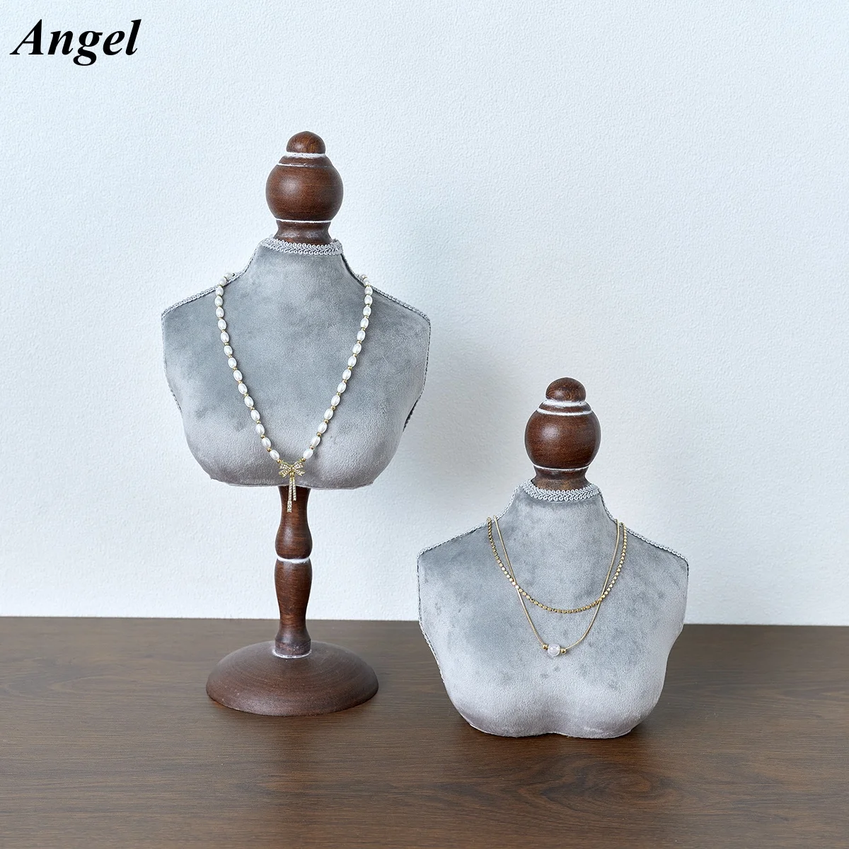 

Luxury Gray Velvet Jewelry Display Stand, Elegant Organizer Holder for Ring Necklace, Chic Boutique Store Decor