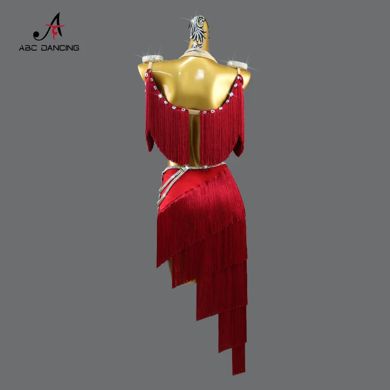 Womens Dress Latin Dance Clothes Costume For Girl 2024 Competition Suit Party Sport Ballroom Line Skirt Practice Wear Customized