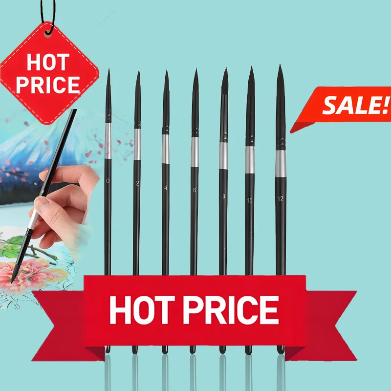 

Набор из 7 шт., кисти для рисования с круглым кончиком, каракули, акриловая гуашь, акварель, китайская живопись, кисти для рисования.