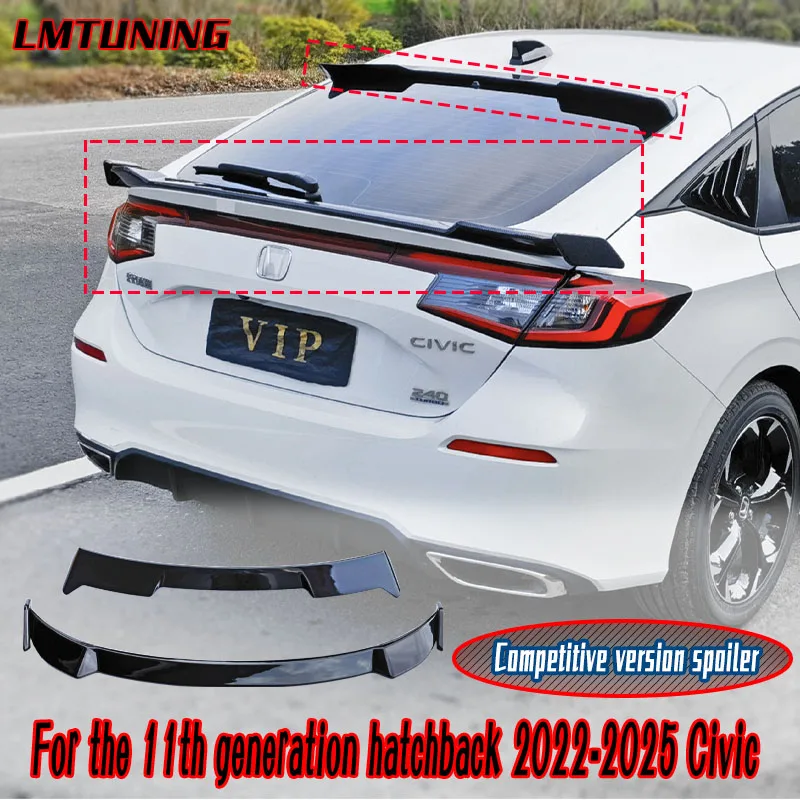 For the 11th generation hatchback 2022-2025 Civic Sports Spoiler Wing Style Rear Trunk Exterior Parts Auto Car top Accessories