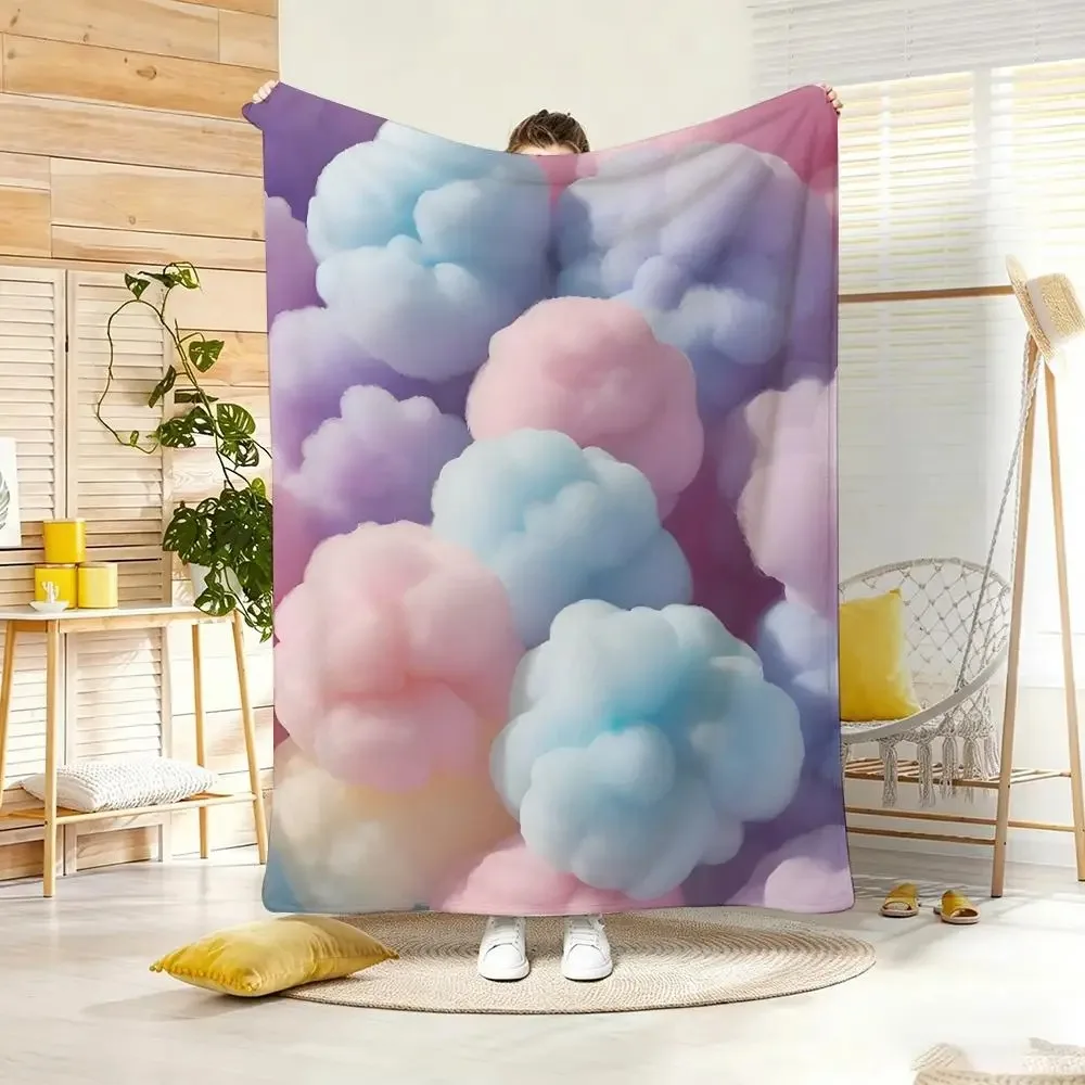 Pastel Marshmallow Dessert Throw Lightweight  Flannel Blanket Soft Skin-friendly for Summer Cooling