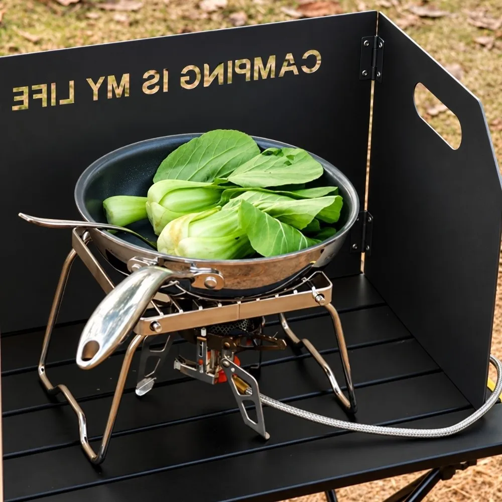 Practical Storage Bag Included Camping Stove Windscreen Windproof Portable Wind Blocker Tri-Fold Gas Cover Camping