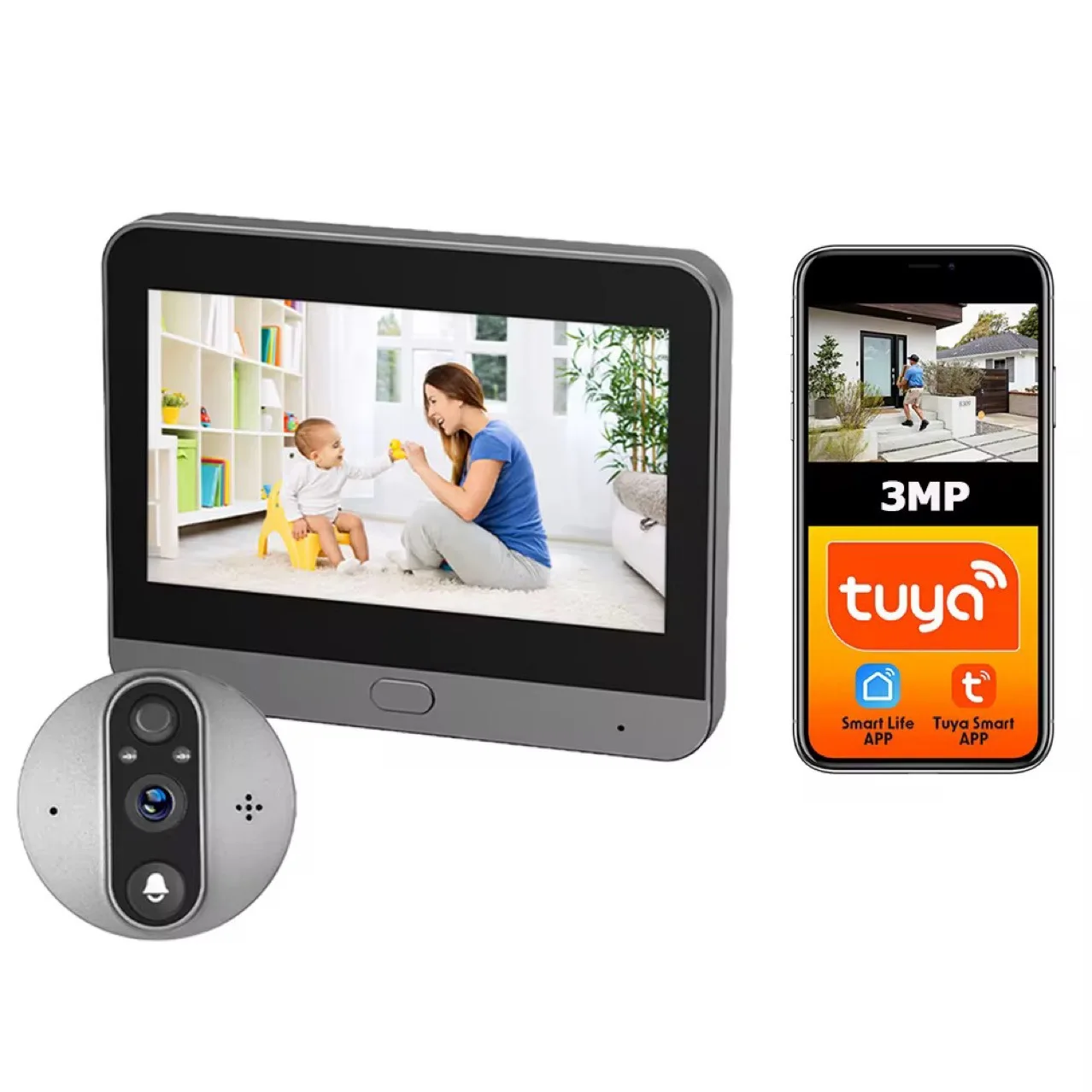 

3-мегапиксельная камера с граффити, Wi-Fi, удаленный голосовой вызов, противоугонный мониторинг, электронный видеодомофон «кошачий глаз», дверной звонок