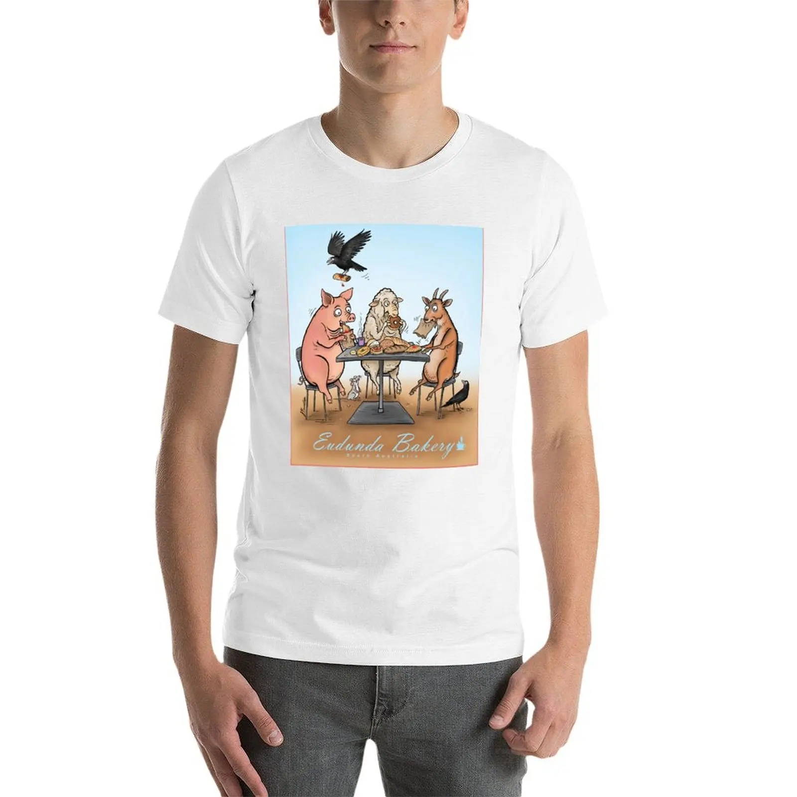 الحيوانات الذين يرتدون الغداء في المخابز تي شيرت تي شيرت للرجل جرافيك خمر رجل تي شيرت مصمم تي شيرت