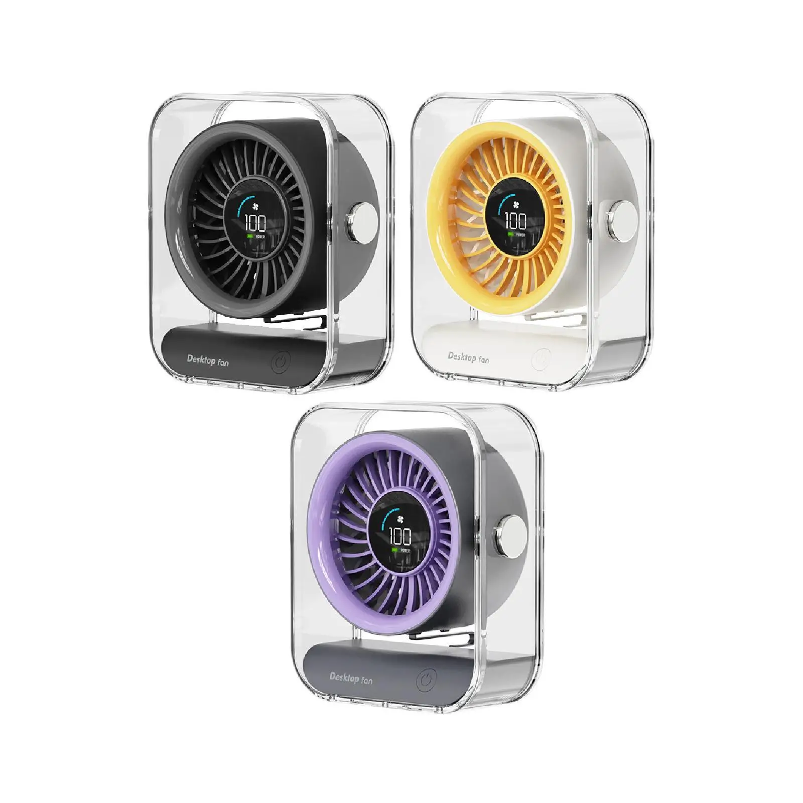 พัดลมตั้งโต๊ะขนาดเล็กจอแสดงผลดิจิตอล LED ขนาดกะทัดรัด 100 เกียร์ปรับพัดลมตั้งโต๊ะขนาดเล็กสําหรับโฮมออฟฟิศโต๊ะเดินทางในร่มกลางแจ้ง