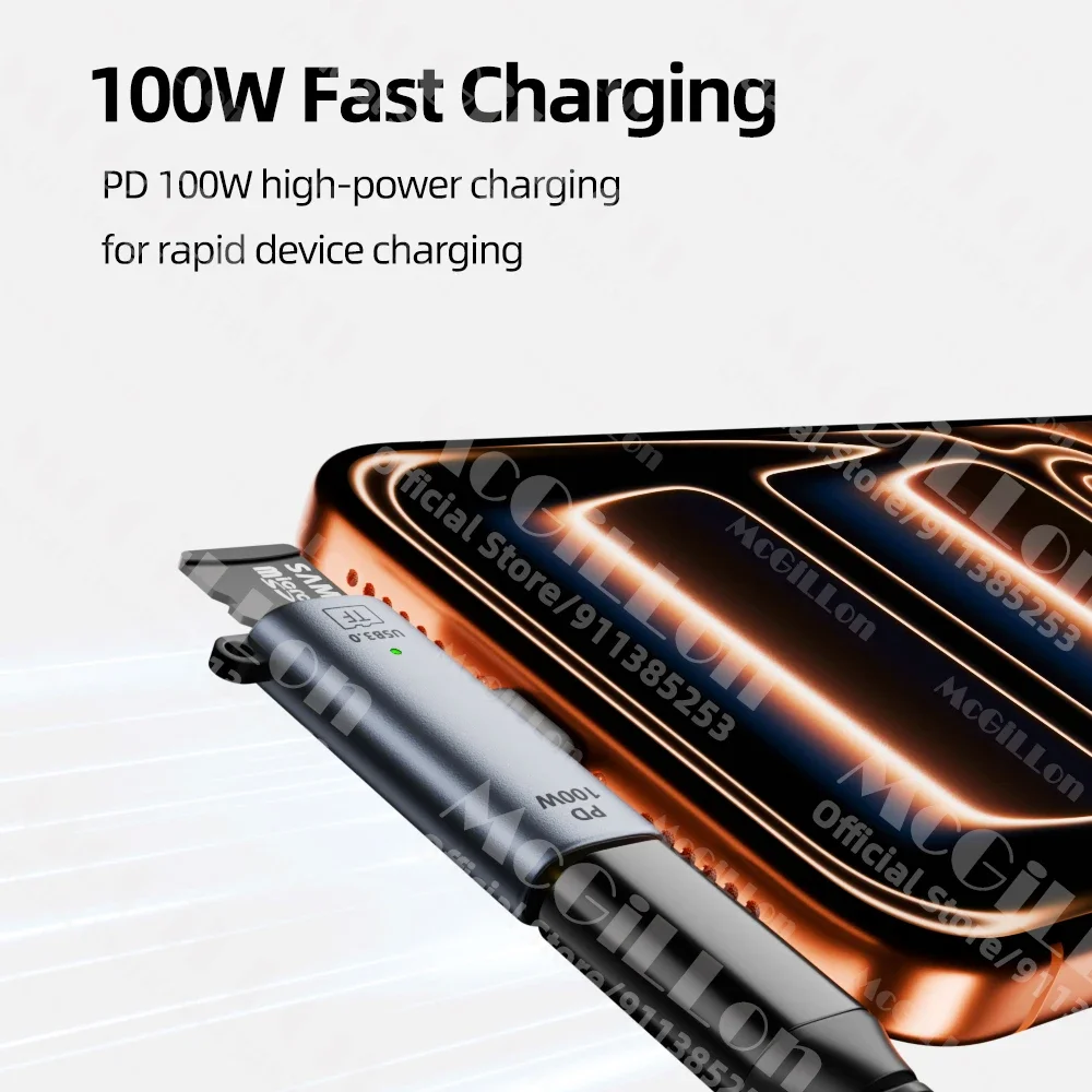 2-in-1 USB-C OTG PD100W Schnellladung Typ-C zu TF-Kartenleser Adapter Speicherkarten-OTG-Leser für iPhone Huawei PC Laptop Tablet – Detail 4