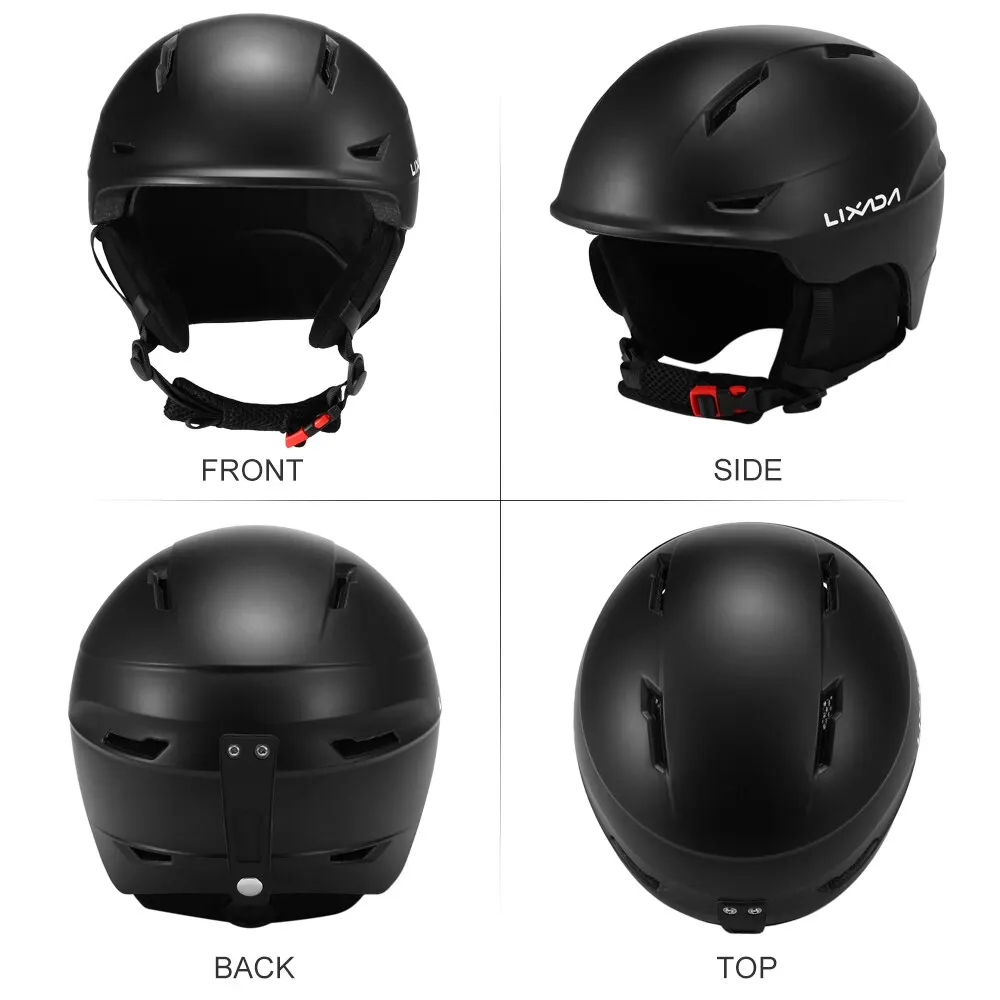 Lixada Snowboard Helmet with Detachable Earmuff Men Women Safety Skiing Helmet with Goggle Fixed Strap Professional Skiing Snow