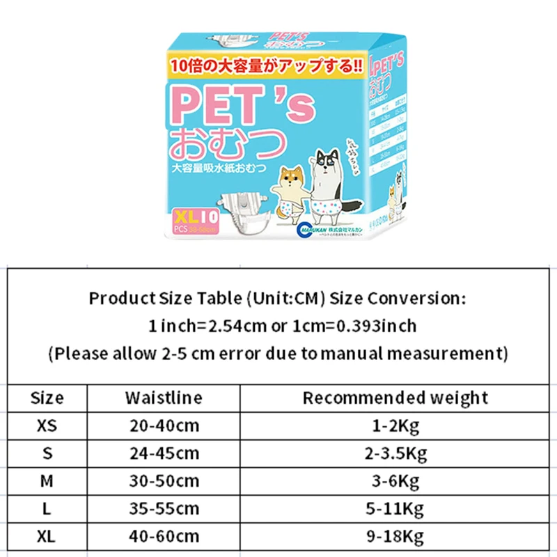 10pc Pet Diapers Disposable Female Dog Diapers Leakproof Nappies Puppy Super Absorption Physiological Pants Panpers De Perros