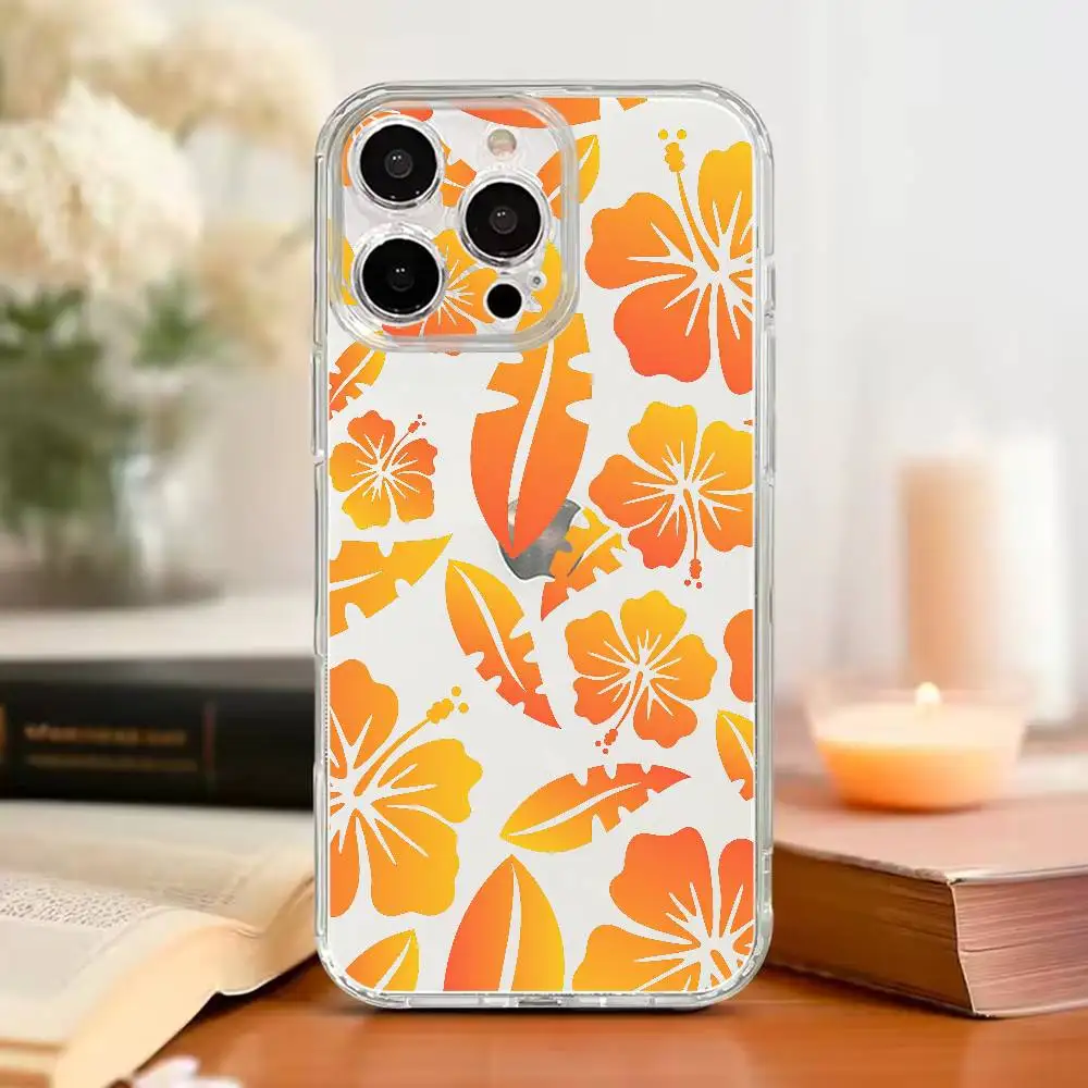 هاواي الأصفر الكركديه جراب هاتف آيفون 17,16,15,14,13,12,11 زائد ، برو ماكس ، غطاء سيليكون ناعم شفاف #1