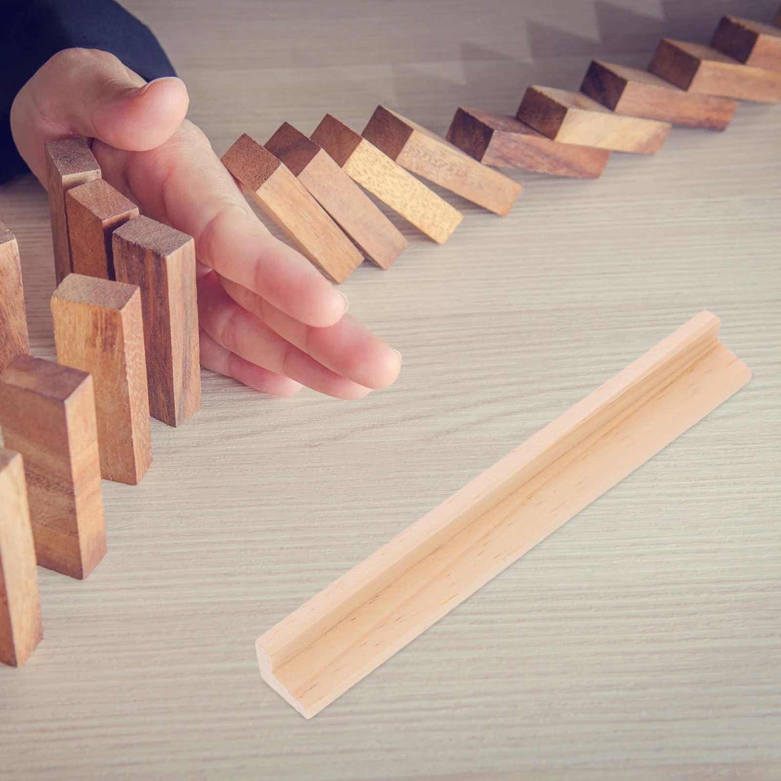 

8Pcs Wooden Displaying Base for Domino Tiles and Letter Cards Free Hands Gaming Rack Ideal for Kids and Arthritis Patients