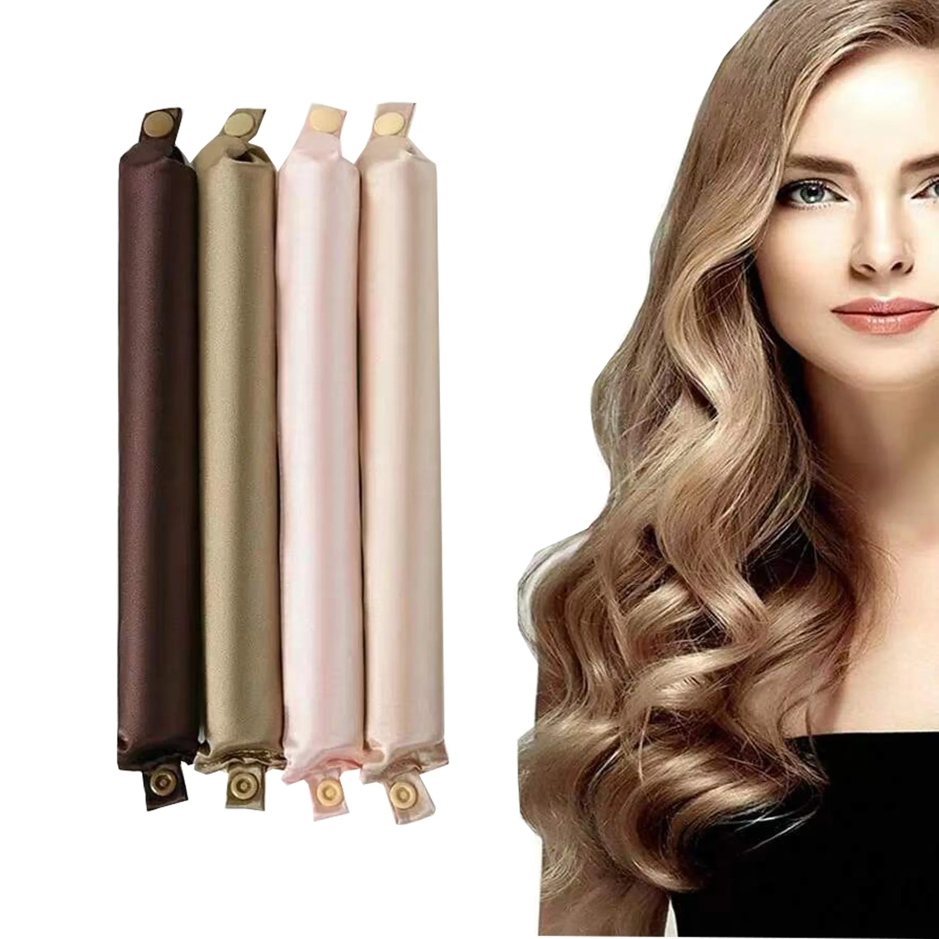 Lazy Hair Rollers Soft Hair Curler to Sleep In Styling Tools Heatless Hair Curlers Satin Curling Rod Headband No Heat Curls 4pcs