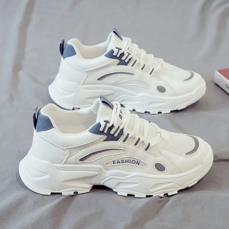 

Men's Breathable Running Shoes Casual Dad Style Spring Autumn Trendy White Sneakers Short Boots PU Leather Work Boots
