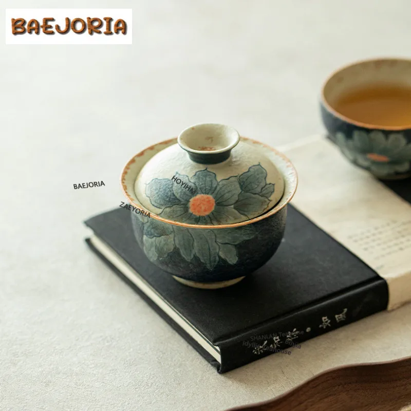 Hand-painted Sunflower Gaiwan Creative Tea Tureen Tea Bowl With Lid Kit Tea Maker Cover Bowl Tea Ceremony Accessories Craft