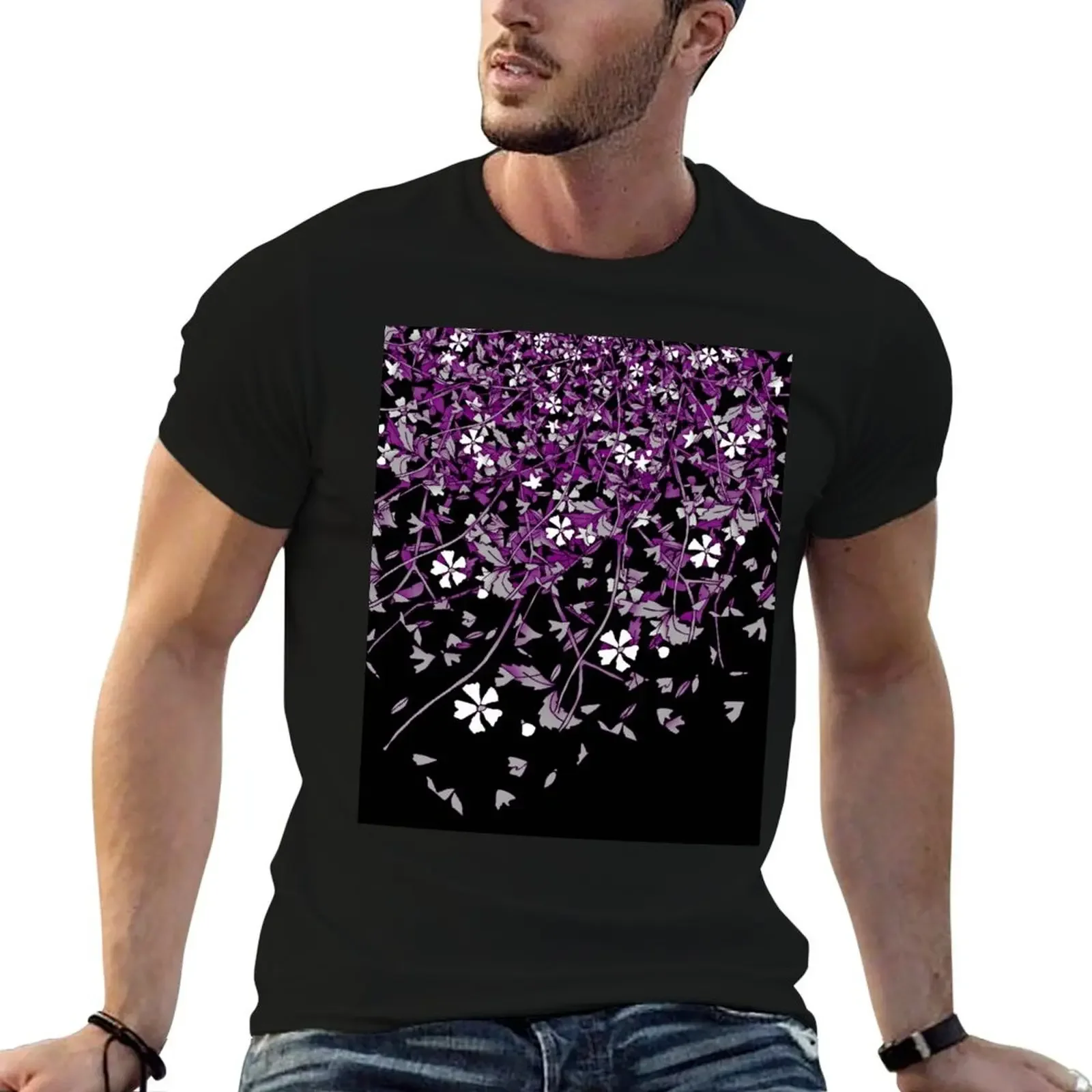 Ace Pride Scattered Falling Flowers and Leaves T-Shirt blacks graphic t shirt vintage tees hippie clothes men t shirts