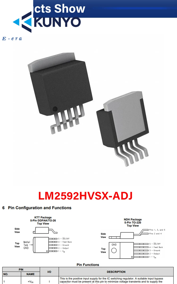  ic component LM2592HVS-ADJ 3.3/5.0/12 TO-263-5 switching regulator IC chip