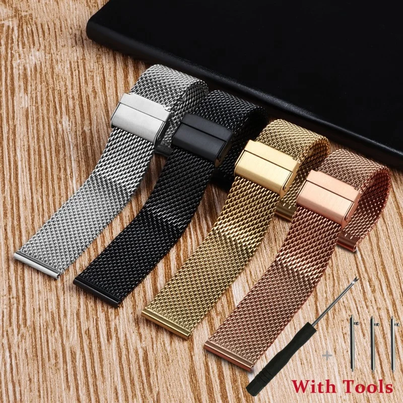 

18mm 20mm 22mm 24mm Quick Release Milanese Watch Strap Replacement for Universal Waterproof Watch Band Bracelet Accessories