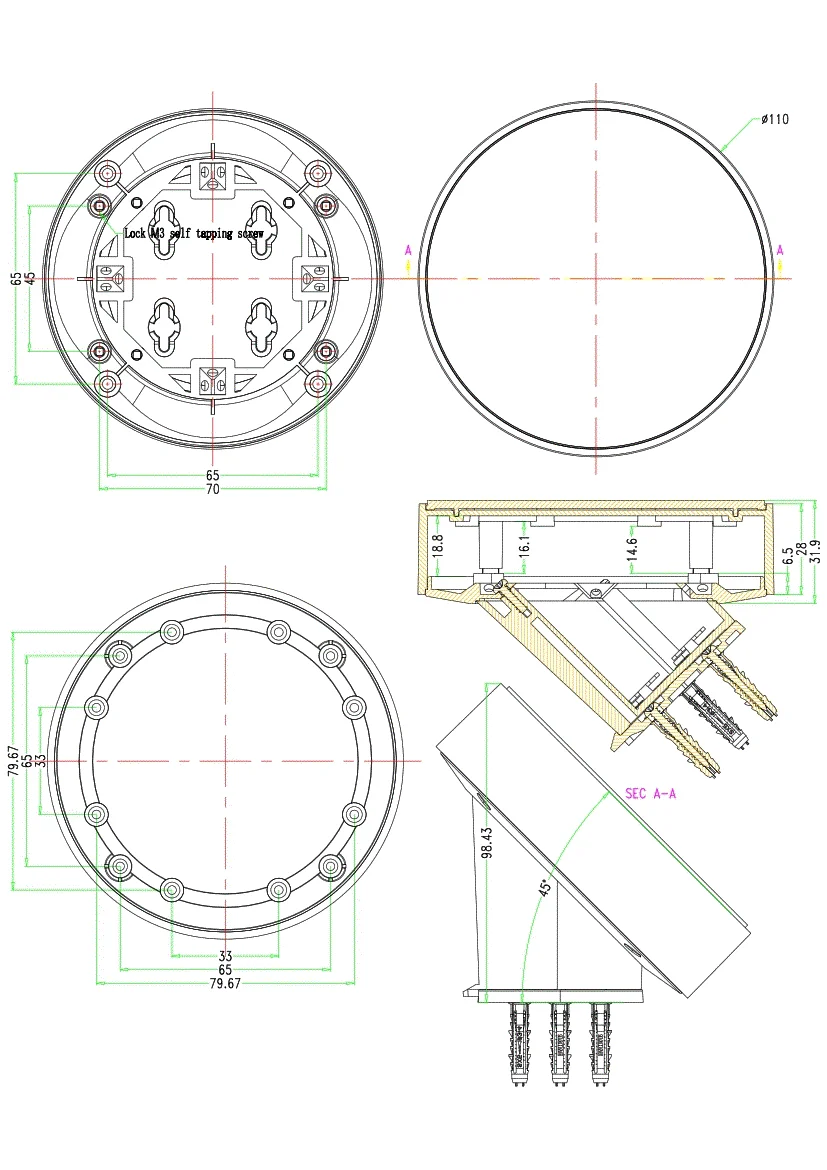 Circular with Base Bracket Bahar Enclosure  Plastic Shell Instrument and Junction Box Threading Box BMD60039
