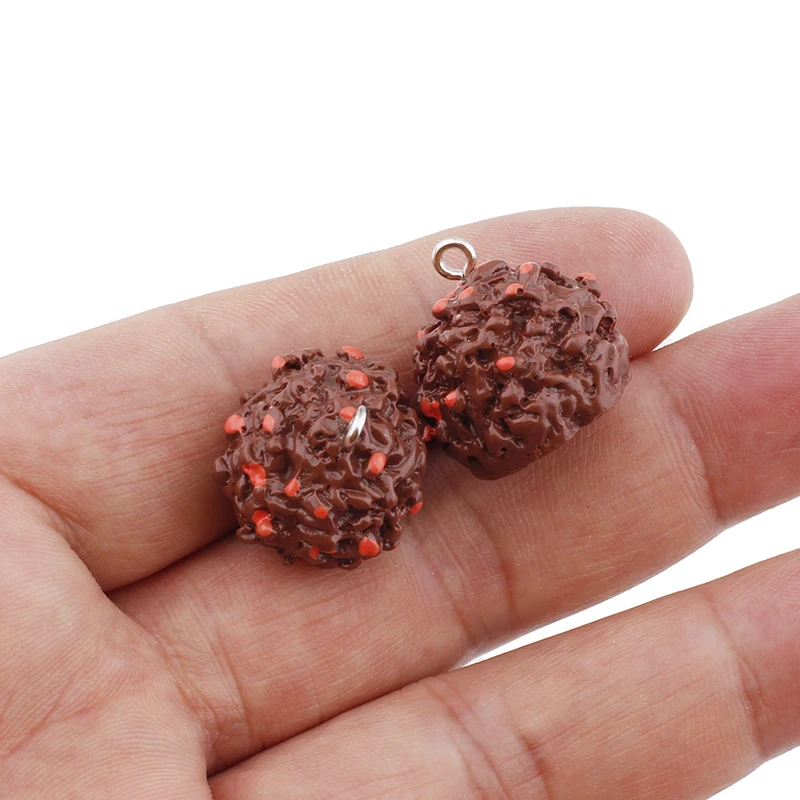 6Pcs Chocolate Ball Food Charms Kawaii Resin Pendant Charms for Earring Bracelet Keychain Diy Kid Women Jewelry Making Supplies image 2
