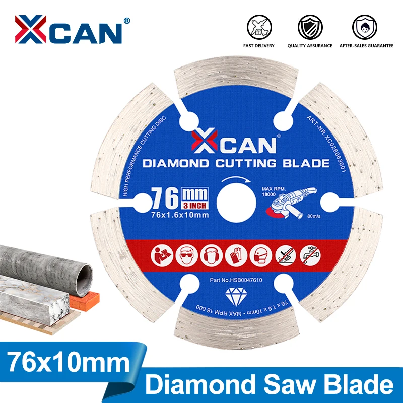 XCAN 1pc 76mm Diamond Saw Blade Dry Cutting Disc 3 Inch For Concrete Wood Mental Tile Cutter Granite Glass Marble