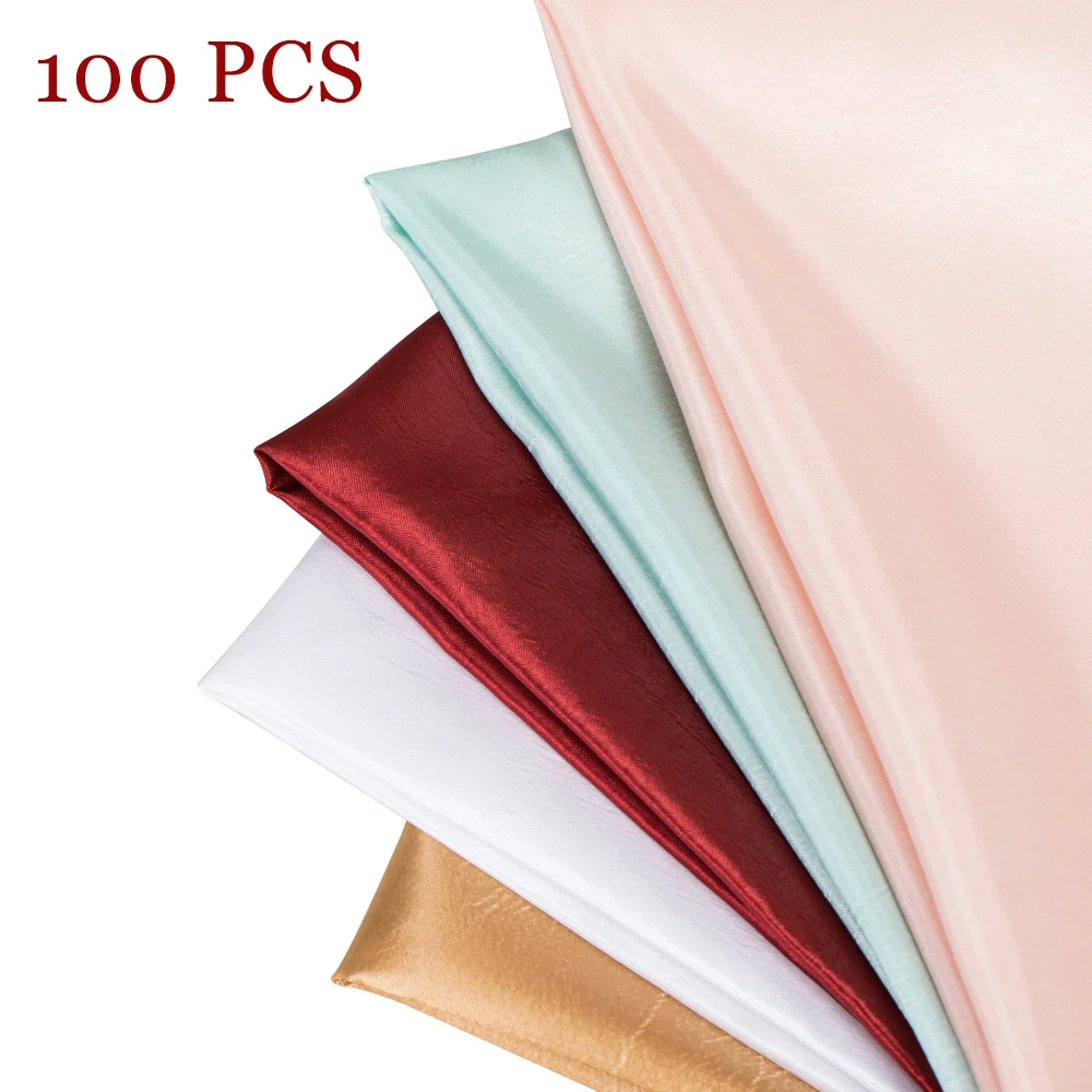 100PCS 18Inch Polyester Solid Satin Table Napkins Decor Hotel Party Wedding Napkin Red Blue Gold White Dinner Cloth 45x45CM