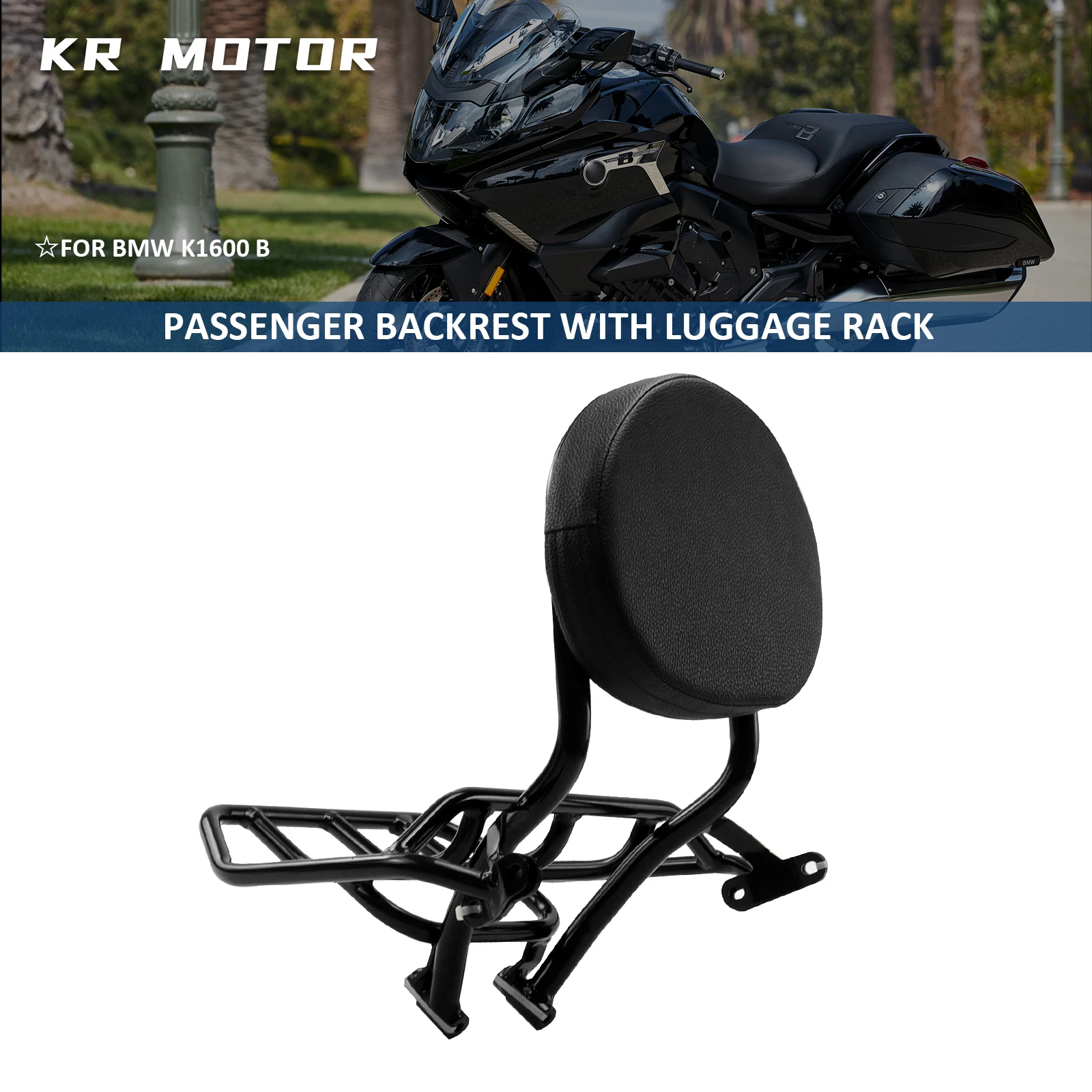 

Fits For BMW K1600 B K1600 K1600B 2018-2024 Motorcycle Passenger Backrest With Luggage Rack Sissy Bar Backrest Support Shelves