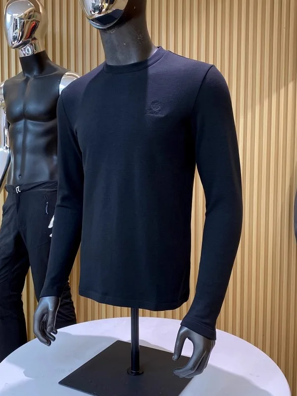 

High Elastici Fce Lined round Ne Base Layer T-irt Men's Comfortable Warm Skin Friendly Autumn Winter T-irt