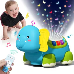 Rastejando Elefante Brinquedos para Criança, Musical Light Up Toys, Projetor Estrela, Presentes de aniversário para criança, 6 a 12 meses