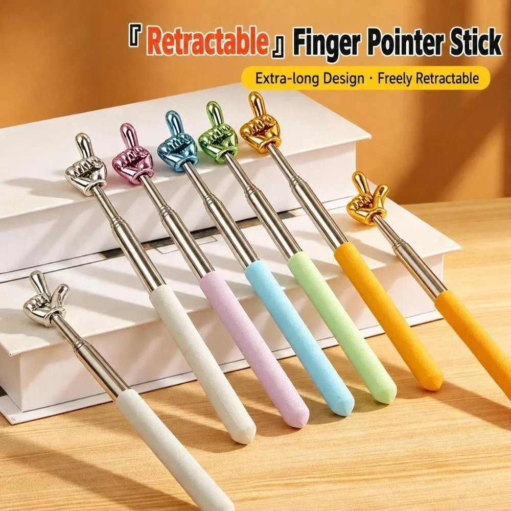 Non-Slip Handle Retractable Reading Stick Finger Design Extendable Teaching Pointer Teaching Stick Teacher Classroom Tool