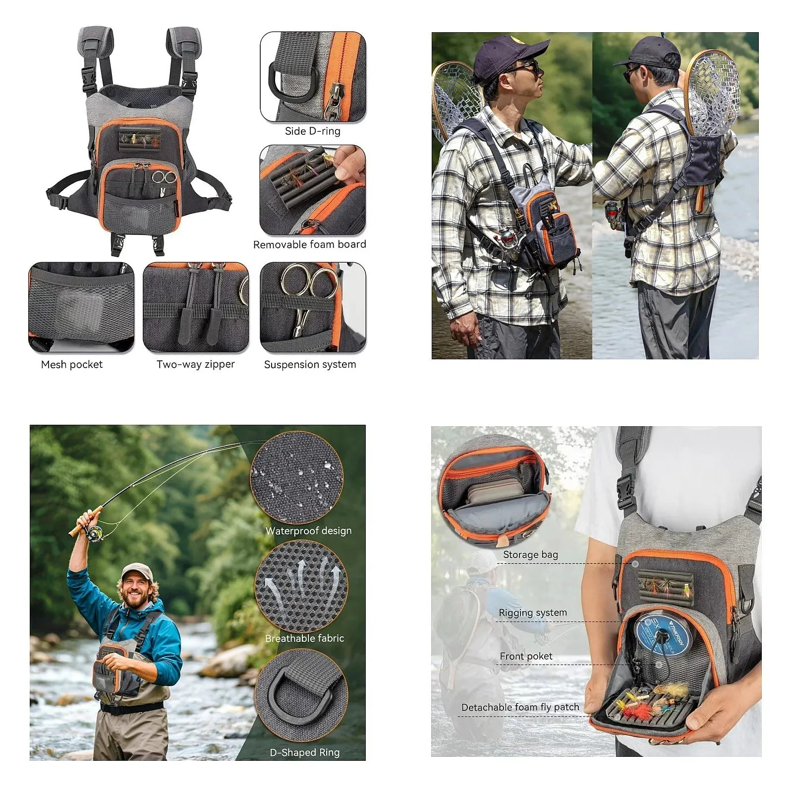 Fly Fishing Bag For Men and Women Fishing Chest Pack Fishing Tackle Boxes Storage Bags Outdoor Ultra Light Vest Fanny Packs