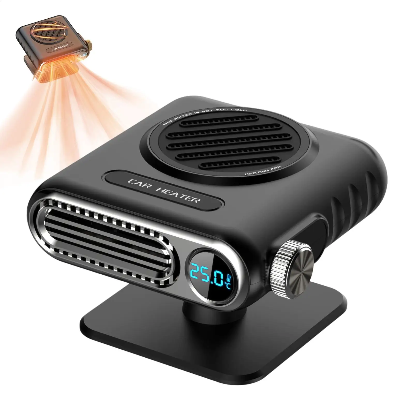 Portable Car Heater 3 Temperature Settings Fast Heating Device 12 Volt Heater For Vehicle SUV RV Tractor Trailer Camping Outdoor