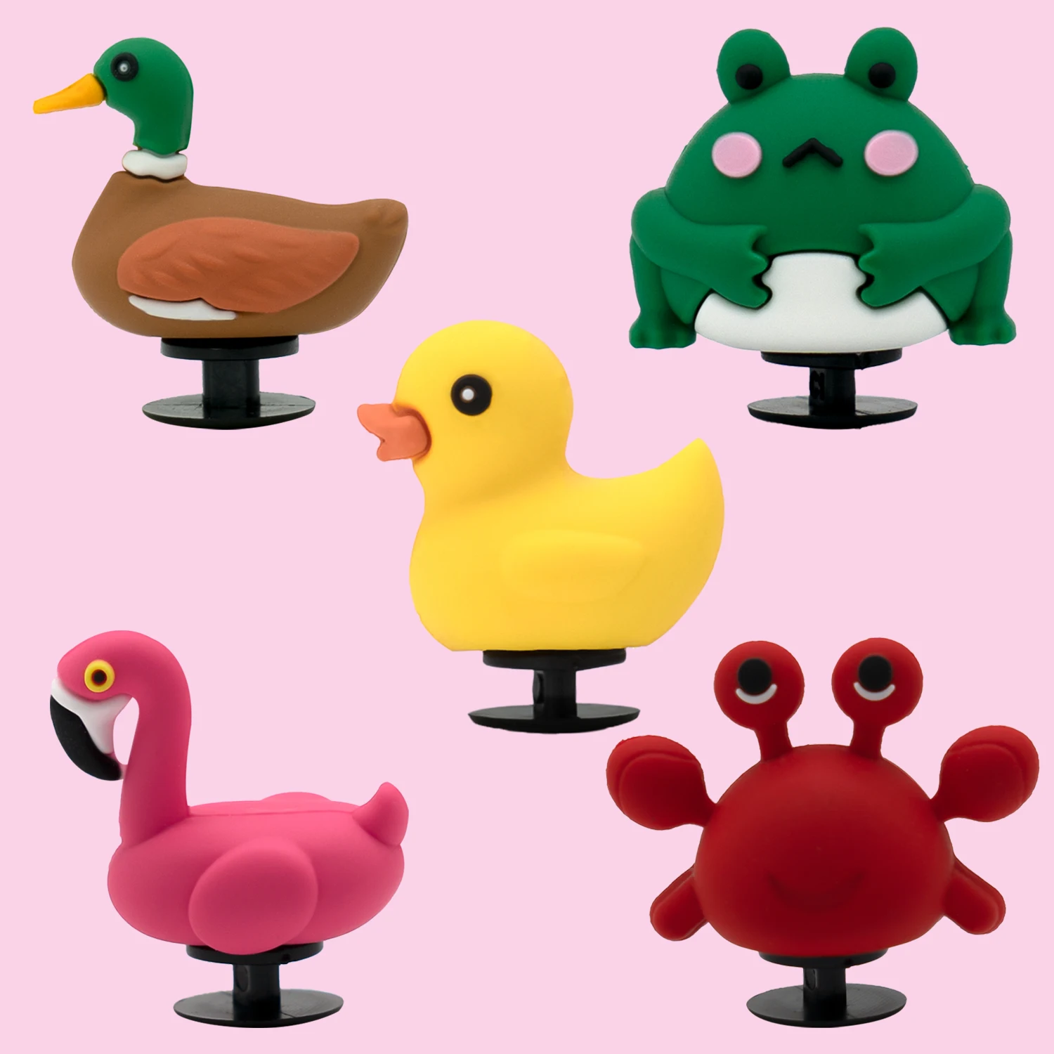 1/5pcs 3D Cute Frogs Crab Shoe Charms for Accessories Duck Mallard Shoe Decoration Pink Goose Garden Sandals Pin Clog for Kids G