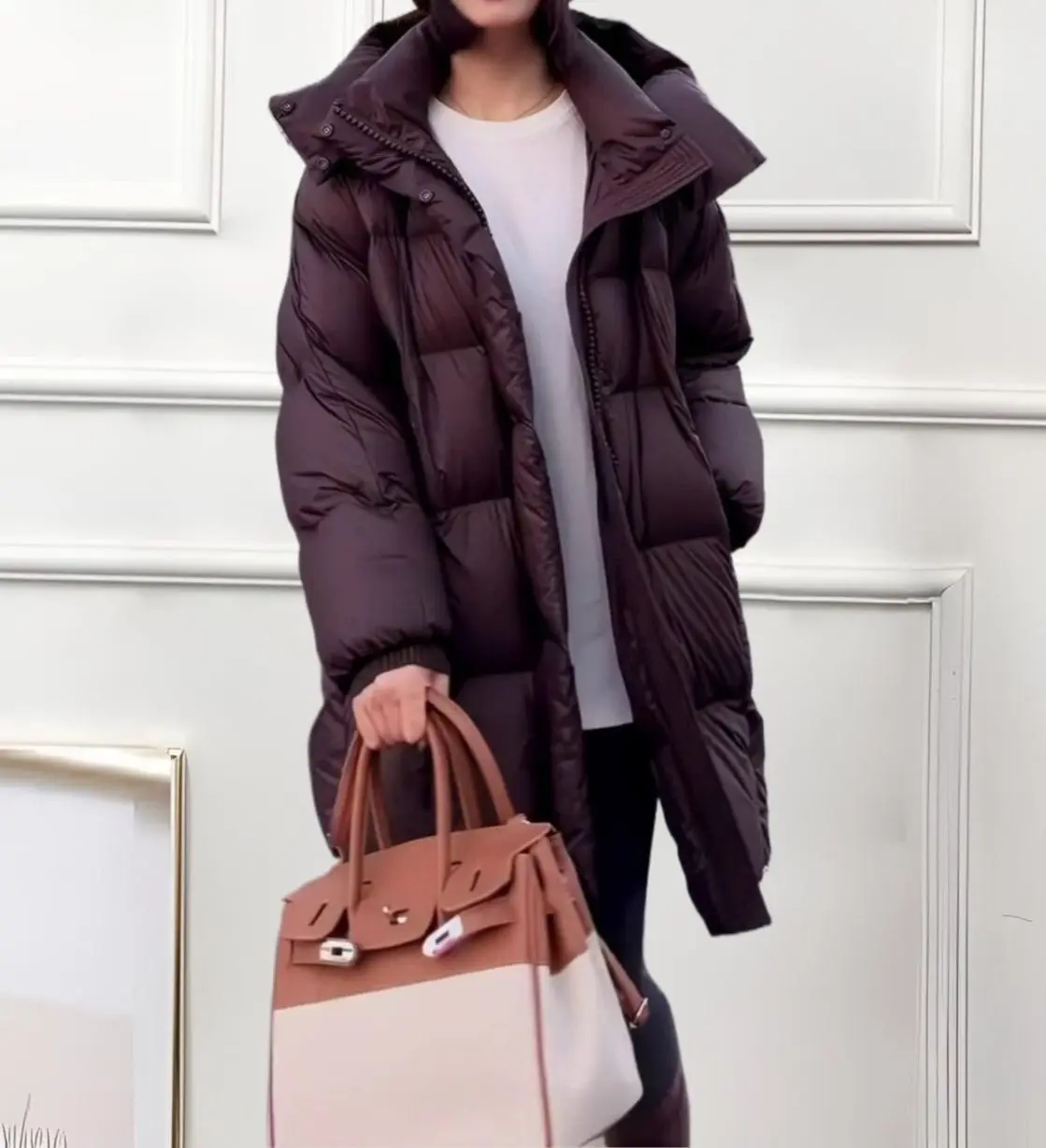 New Style Fashionable Thick and Warm Mid-length Loose-fitting Down and Cotton Coat for Autumn and Winter Seasons