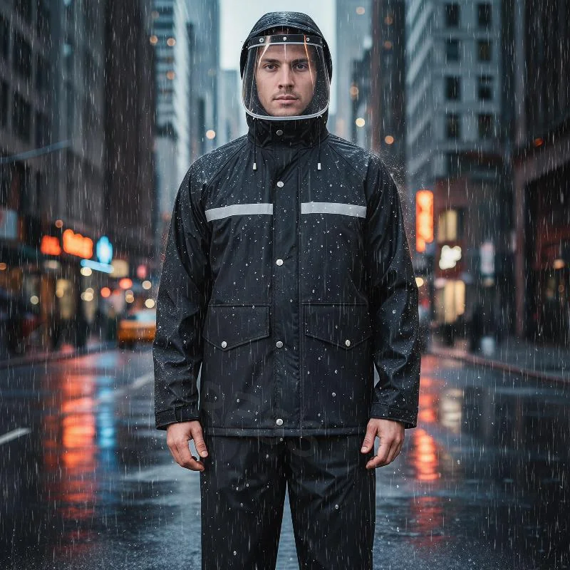 Full Body Raincoat And Rainpants Suit For Electric Bicycle Motorcycle Reflective Split Design For Takeaway Riding Storm Protec