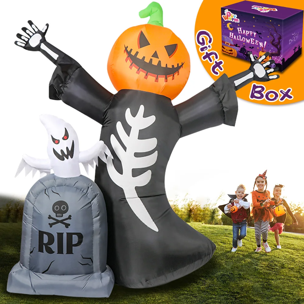 Halloween Inflatable Pumpkin Skeleton Tombstone Ghost Outdoor Haunted House Yard Scary Prop Party Holiday Decoration