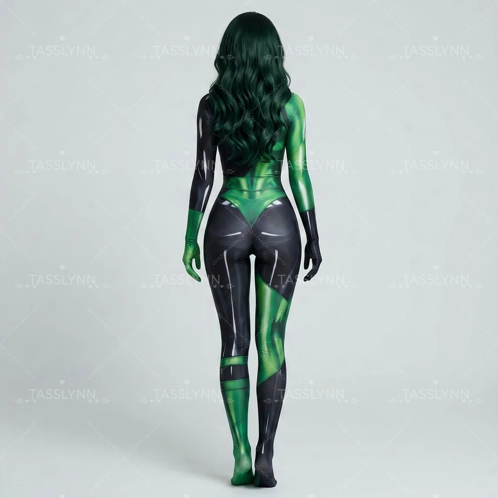 Shego Cosplay Black Green Full Body Jumpsuit Superhero Villain Costume for Halloween Superhero Villain Costume Zentai Bodysuit view 5