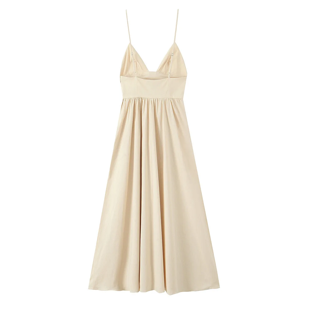 Sukienka midi na ramiączkach z dekoltem w serek, damska, moda jesień 2025, transgraniczna, średni stan, inne materiały, bez rękawów, inne materiały, inne krój.