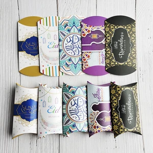 10pcs Eid Mubarak Hadiah Kraft Tas Kotak Bantal Permen Kue Coklat Kotak Kertas Ramadan Kareem Dekorasi Perlengkapan Pesta Anak-anak Hadiah 10 kotak lebaran terlaris - №
