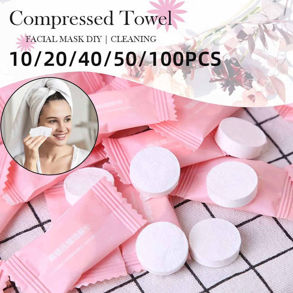 

10/100PCS Compressed Towel Instant Disposable Compressed Face Towel Convenient Independent Packaging Suitable For Travel Camping