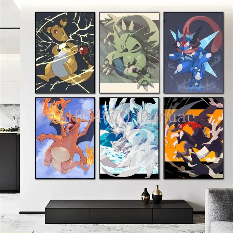 

Pokemon Anime Figures Hd Canvas Painting Pikachu Charizard Bulbasaur Charmander Poster Wall Art Picture Home Room Decor Gifts
