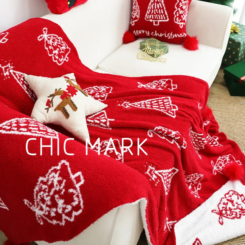 

Withered Soft Christmas Tree Half Edge Velvet Cover Blanket Autumn/Winter Christmas Day Atmosphere Leisure Decoration Blanket So