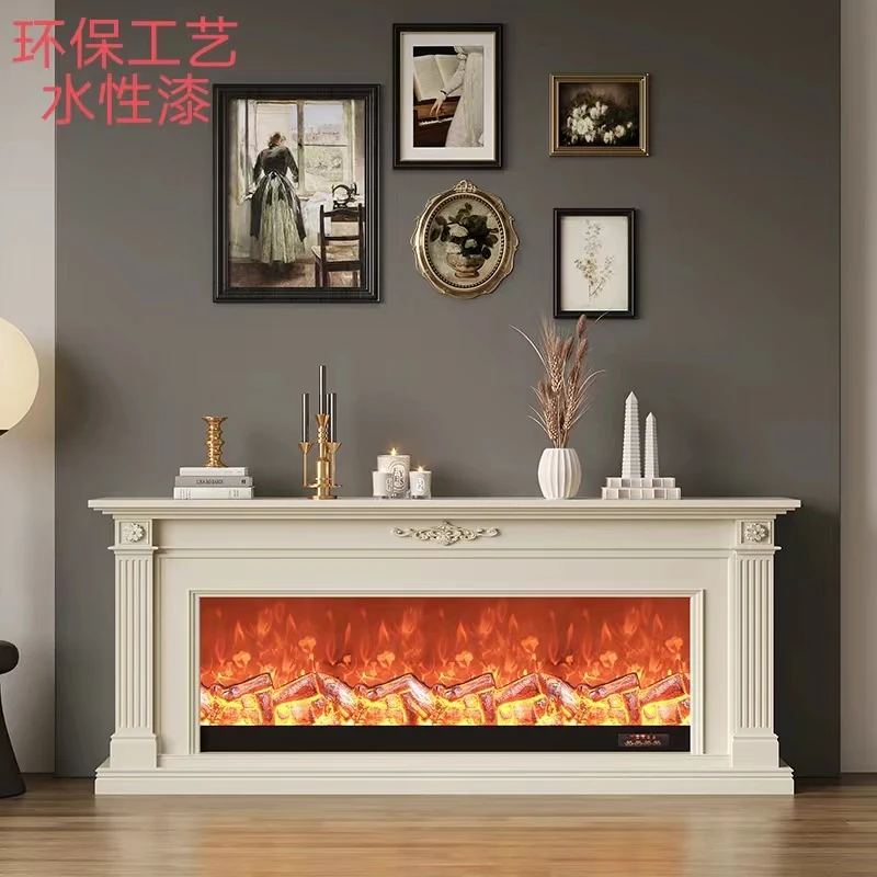 French solid wood decorative entrance fireplace cabinet  American living room simulation