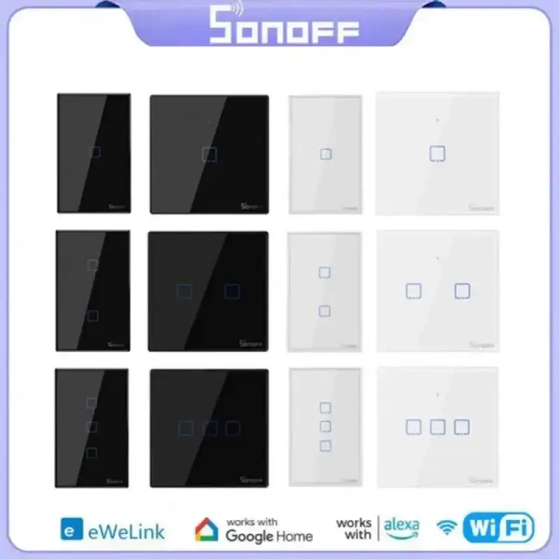 SONOFF T1/T2/T3/T0 TX EU/UK/US 1/2/3 Gang WiFi Smart Wall Touch Switch Smart Home Control Via Ewelink APP/RF433/Voice/Touch