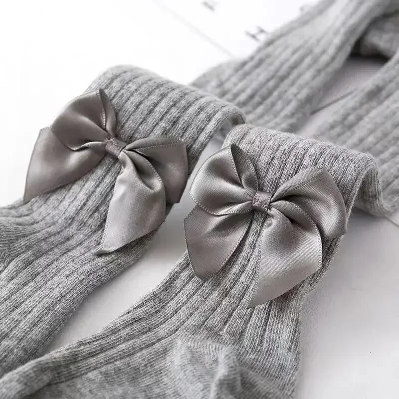 Girls Tights High Waist Children Pantyhose Cute Bowknot Tights For Girls Knitted Cotton Winter Baby Girl Toddler Stocking