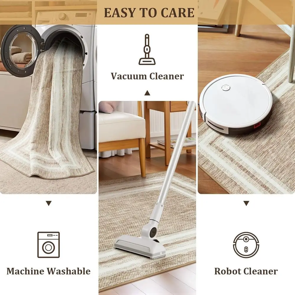 Karpet Modern Berbatas 3x5 Kaki yang Dapat Dicuci - Alas Anti-Selip untuk Ruang Tamu, Kamar Tidur, Pintu Masuk, dan Kamar Mandi - Lembut, Tidak Rontok, Aksen Khusus