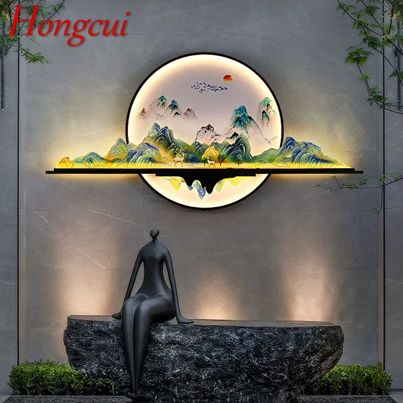 Hongcui Outdoor Mural Lamp LED 1 Meter Diameter Circular Landscape Waterproof Mural Villa Courtyard Garden Decoration Painting