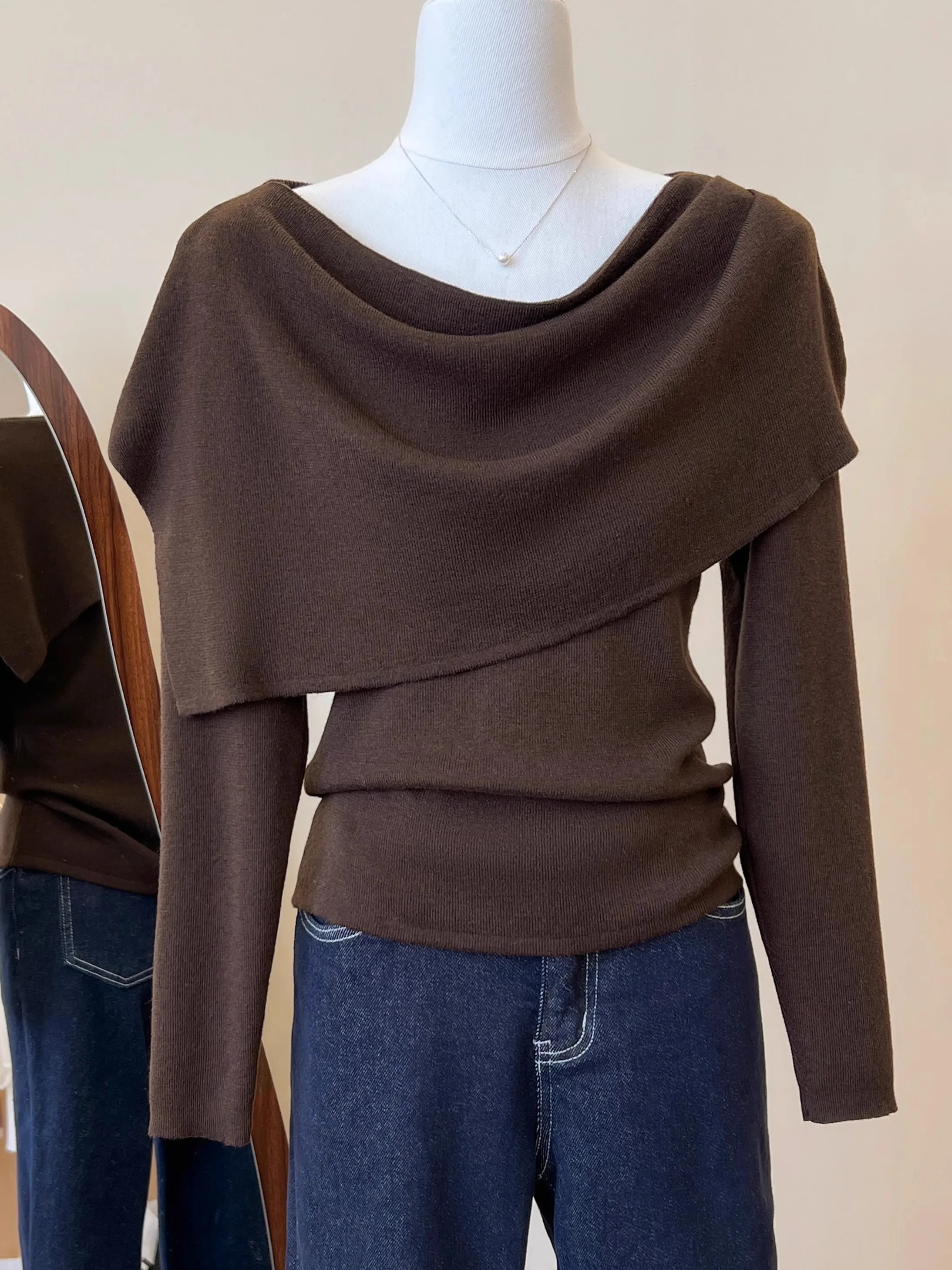 

High-End Korean Sle Women's Knitted Sweater Set with awl Long Sve Spring Commute Faion Slim Fit Middling Thin