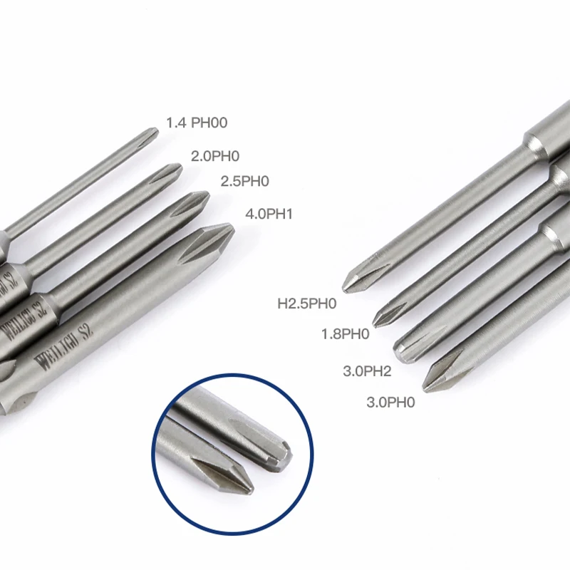 40/60mm 800 Electric Cross Screwdriver Bit 4mm Round Shank PH00/0/1/2 Magnetic Impact Phillips Screw Driver Drill Bit Batch Head