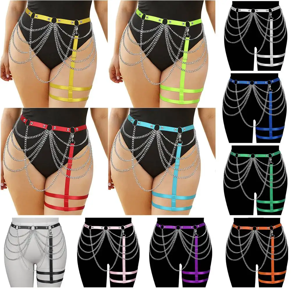 

Rivet Chain Harness Hot Sexy Busty Woman Plus Size Underwear Bondage Gothic Punk Waist Lingerie Suspenders Erotic Sword Belt